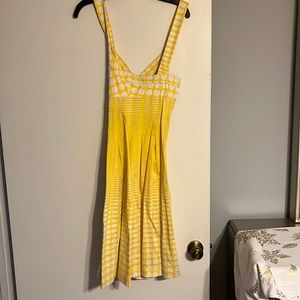 Calvin Klein yellow and white polka dot classic cross dress!